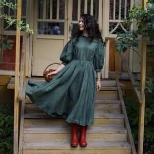 Meg dress with 3/4 sleeves Little Women Atelier for a 27 inch waist